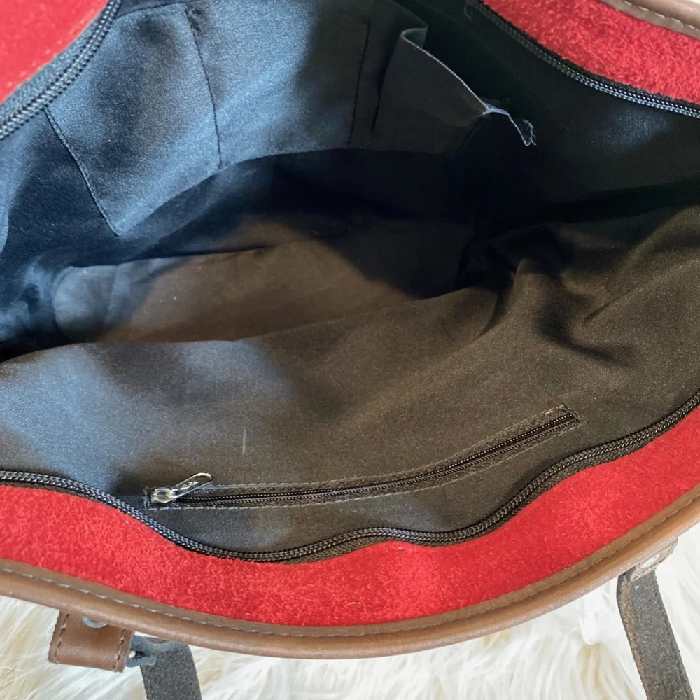Vintage Bolivian Red Leather & Suede Purse